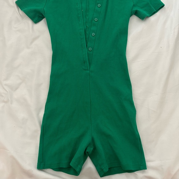 Motel Rocks Waren playsuit in rib dark green - Picture 2 of 3